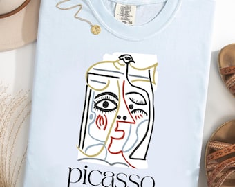 Picasso Art Comfort Colors® T-Shirt, Abstract Cubist Face Tee, Modern Art Graphic Shirt, Minimalist Aesthetic, Museum Lover Gift