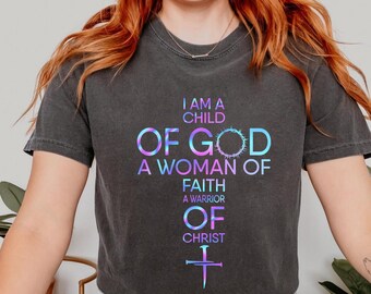 Woman of Faith Graphic Tee, Christian Cross Shirt