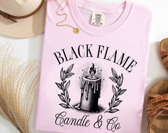 Black Flame Candle Comfort Colors® T-Shirt, Witchy Candle Graphic Tee, Vintage Halloween Shirt, Gothic Spooky Season Aesthetic Tshirt
