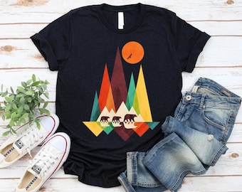 Mountain Bear Shirt - Nature Graphic Tee, Bear and Mountains Design, Outdoor Adventure Shirt, Vintage Mountain Shirt