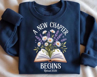 Sweatshirt pensioencadeau, boekontwerp met bloemen, cadeau leraar 2026