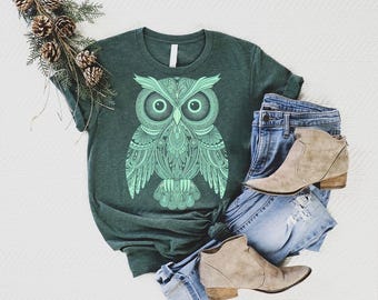 Mandala Owl T-Shirt: Boho Spiritual Animal Graphic Tee