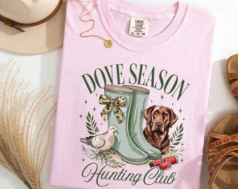 Dove Season Hunting Club Shirt - Dove Hunter Tee - Bird Hunting T-Shirt - Hunting Dog Graphic Shirt - Outdoor Hunter Gift