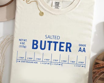 Salted Butter Comfort Colors® T-Shirt, Vintage Butter Stick Shirt, Funny Baking Tee, Retro Food Graphic, Cute Baker Gift for Foodies