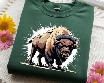 Wild Bison Graphic T-Shirt: Western Cowboy Ranch Style