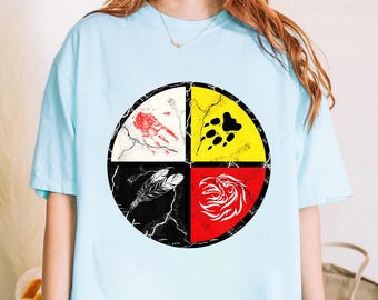 Native Medicine Wheel Shirt, Tribal Symbol Spiritual Graphic Tee