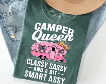 Camper Queen Shirt – Funny RV Camping Tee for Women