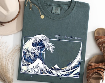 Great Wave Golden Ratio Shirt, Hokusai Math Art Tee, Fibonacci Spiral Wave Shirt, Japanese Geometry Graphic Tee