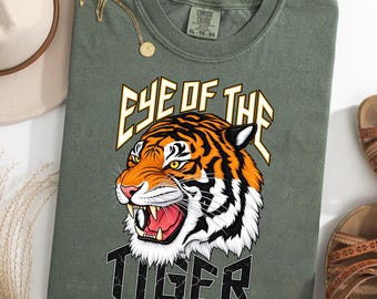 Eye of the Tiger Comfort Colors® T-Shirt, Fierce Roaring Tiger Graphic Tee, Vintage Retro Animal Shirt, Bold Wildlife Lover Gift