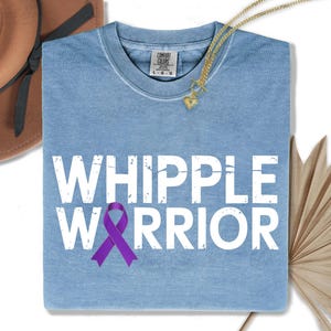 Camiseta Whipple Warrior: Concientización sobre el cáncer de páncreas, lazo morado