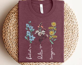 Floral NATO Phonetic Alphabet Shirt: Military Pride Tee