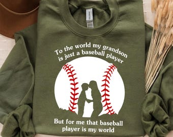 Honkbaltrui kleinzoon - hartverwarmend cadeau voor grootouders - 'To the World My Grandson Is a Baseball Player'-ontwerp