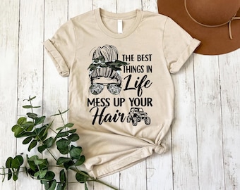 Camiseta "Cabelo Despenteado - Aventura", Camiseta "Motociclista Off-Road SXS"