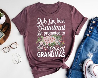 フローラル柄おばあちゃんTシャツ - 妊娠報告ギフト