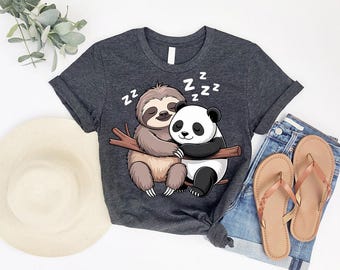 Sloth and Panda Hug Shirt – Cute Animal Graphic Tee
