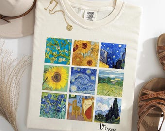 Vincent Art Shirt, Famous Painting Collage Tee, Vintage Artist T-Shirt, Museum Lover Shirt, Art Lover Gift for Women and Men