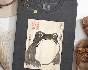 Japanese Frog Comfort Colors® T-Shirt, Vintage Ukiyo-e Animal Shirt, Minimalist Toad Graphic Tee, Zen Aesthetic Tshirt, Frog Lover Gift