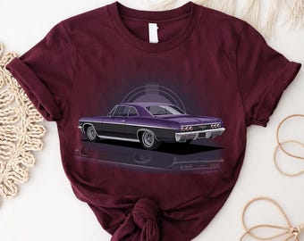 Purple Chevy Impala T-Shirt: Retro Muscle Car Lover Tee