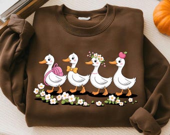 Duck Family-sweater met ronde hals, grappige dierentrui