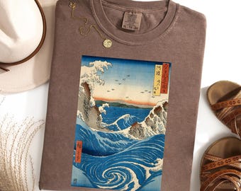 Japanese Ocean Wave Comfort Colors® T-Shirt, Vintage Ukiyo-e Graphic Tee, Coastal Art Shirt, Gift for Sea and Japan Lovers