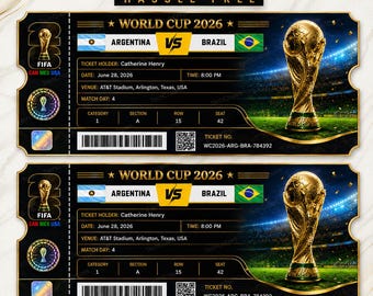 WM 2026 Ticket Vorlage | Bearbeitbare Canva Fußball Souvenir (Digitaler Download)