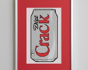Diet Coke Lover Diet Crack Cross Stitch Pattern - Beginner Friendly