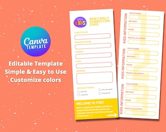 Church Welcome Card, Canva Template, Customisable, New Family Card