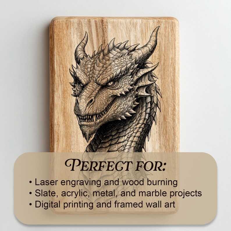 Detailed Dragon Head PNG | Laser Cut File, Pyrography Pattern - Etsy