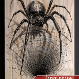 Fichier de gravure pour toile d'araignée | Modèle de décoration d'Halloween | Laser Glowforge xTool | Design de pyrogravure SVG/PNG en niveaux de gris