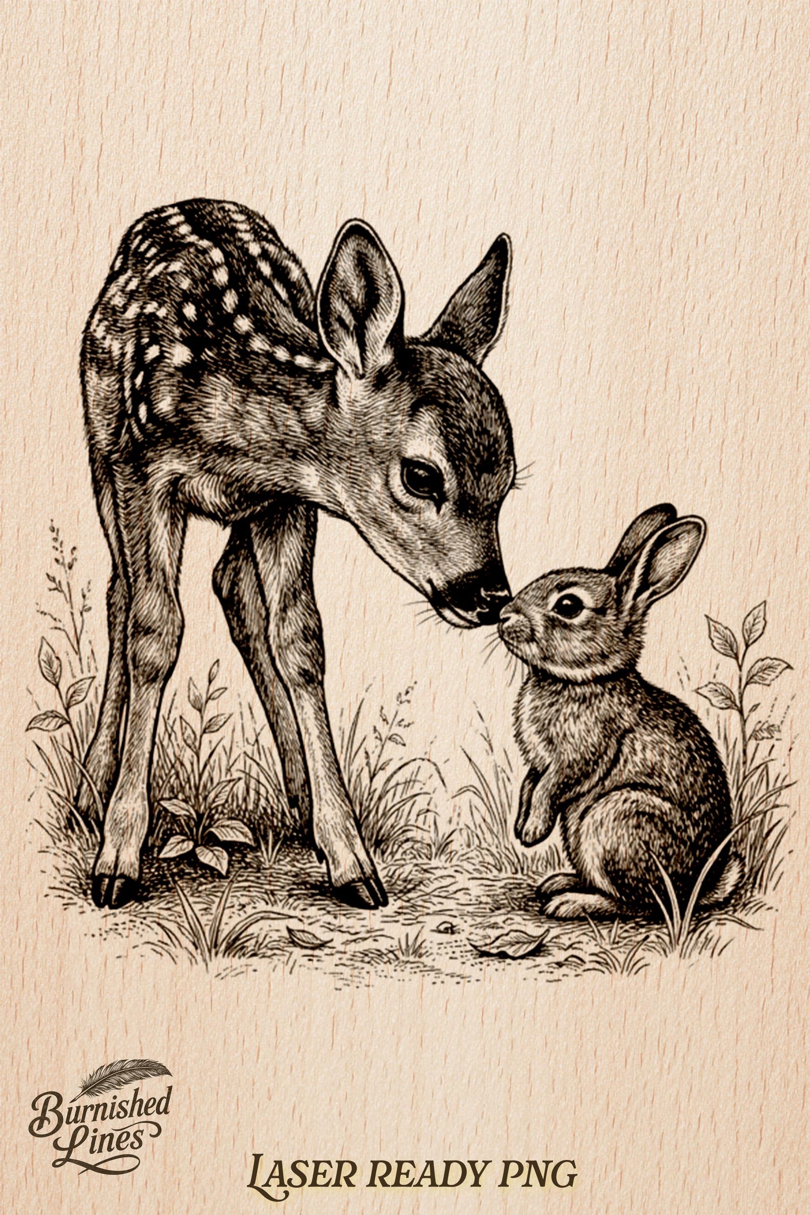 Fawn and Rabbit | Woodland Nursery Decor | Laser Engrave File | Cute ...
