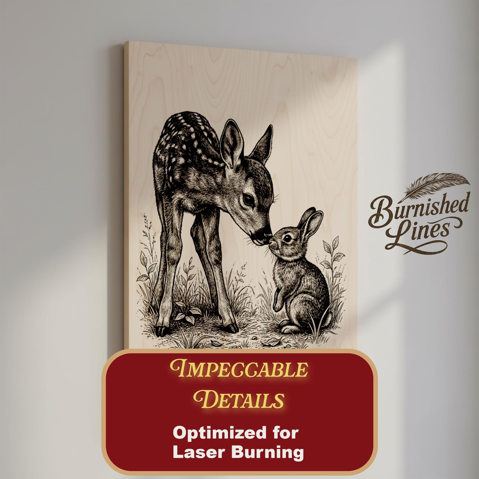 Fawn and Rabbit | Woodland Nursery Decor | Laser Engrave File | Cute ...