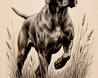 Pointeur allemand à poil court prêt pour le laser | Cadeau chien de chasse | Fichier artistique en ardoise | Coup de foudre PNG