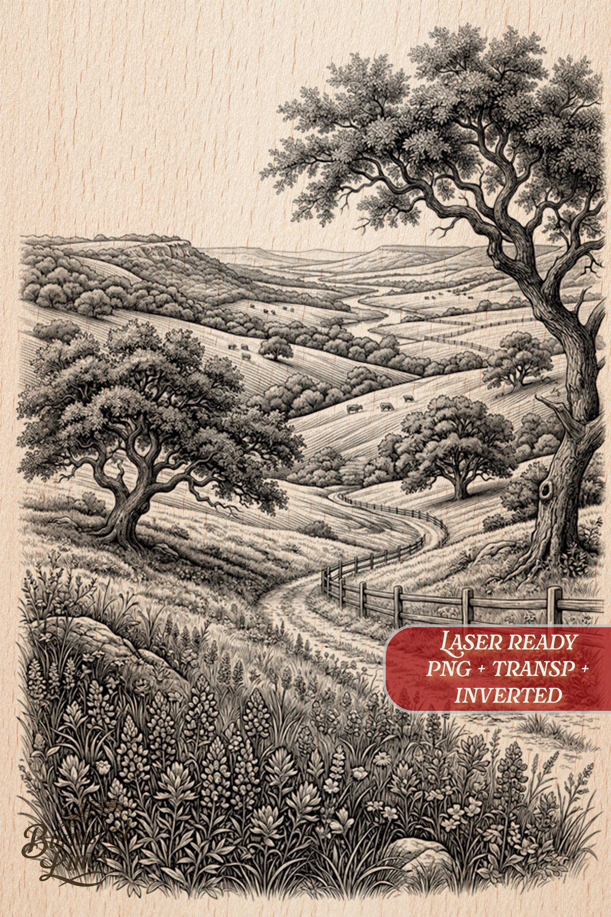 Pyrography Texas Texas Hill Country PNG Laser File | Wood Slate Plaque Sign | Glowforge ...