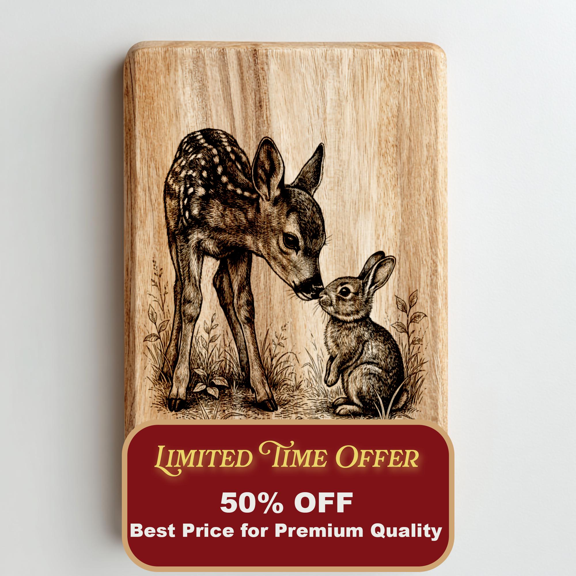 Fawn and Rabbit | Woodland Nursery Decor | Laser Engrave File | Cute ...