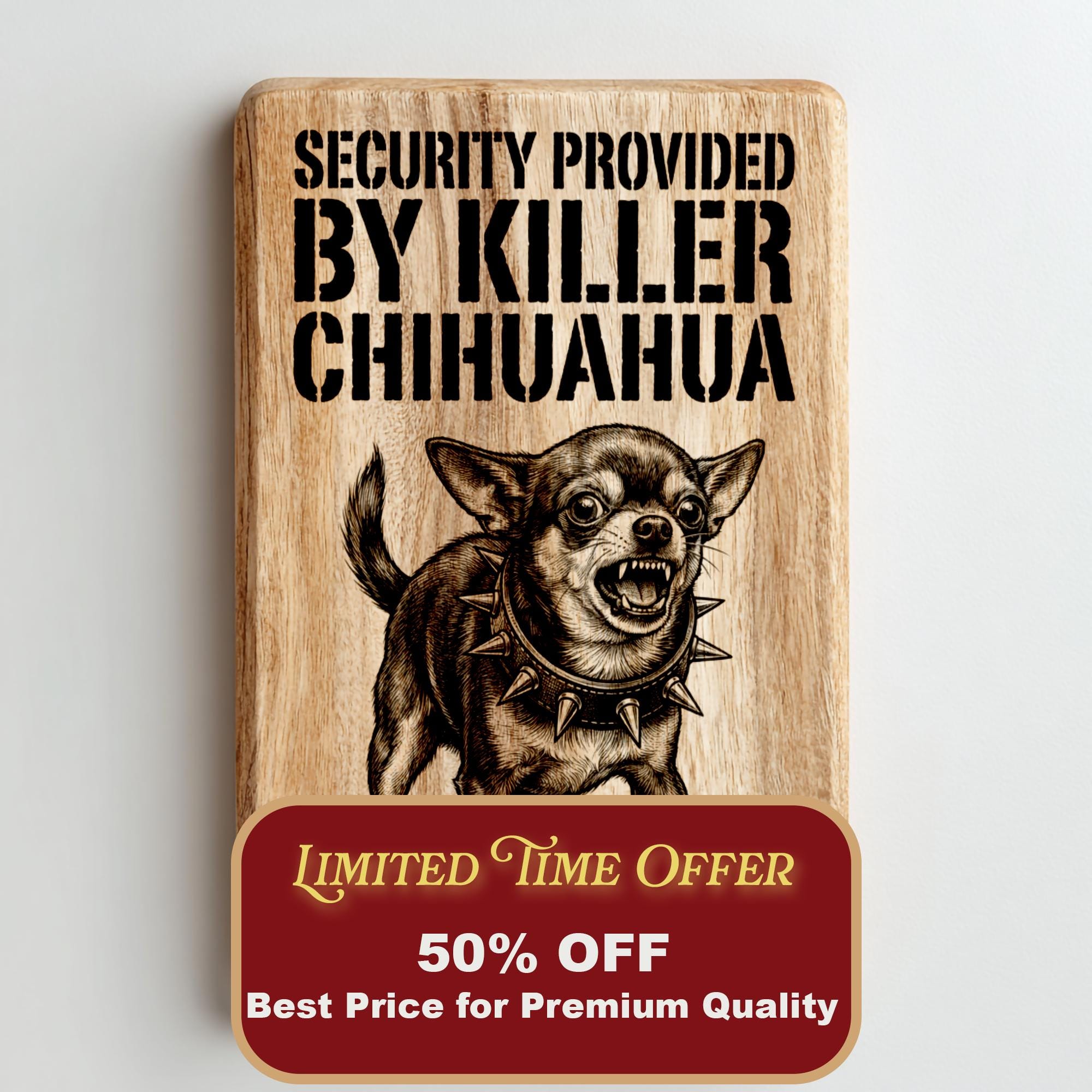 Funny Chihuahua Sign | Security Dog Warning | Laser Engraving File