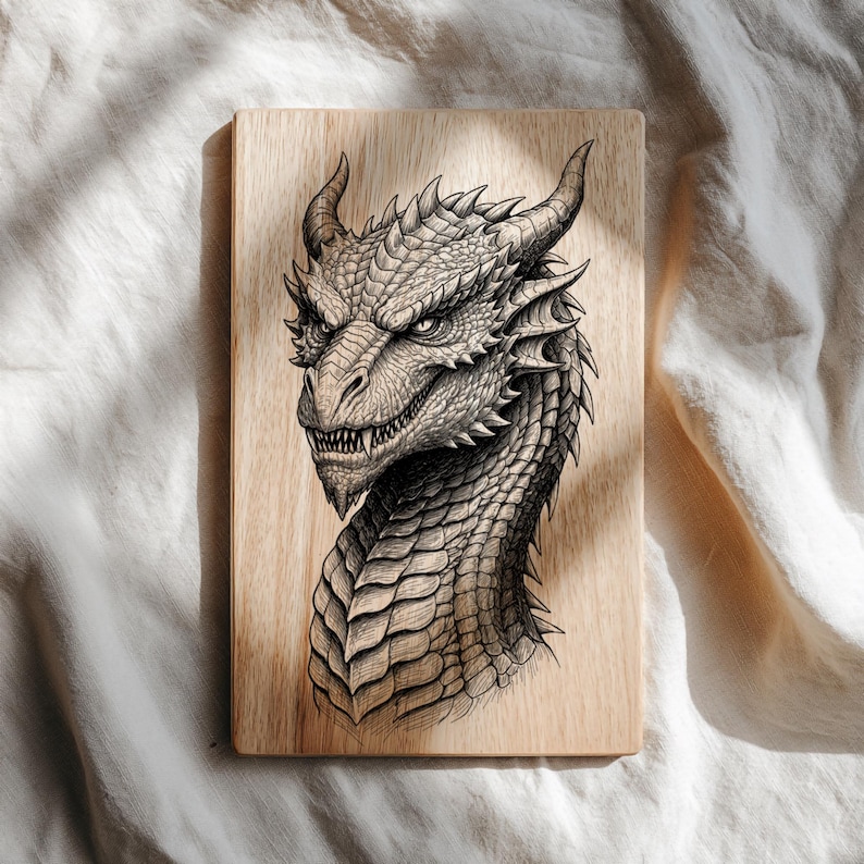 Detailed Dragon Head PNG | Laser Cut File, Pyrography Pattern - Etsy