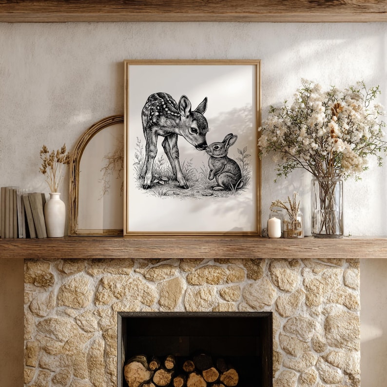 Fawn and Rabbit | Woodland Nursery Decor | Laser Engrave File | Cute ...
