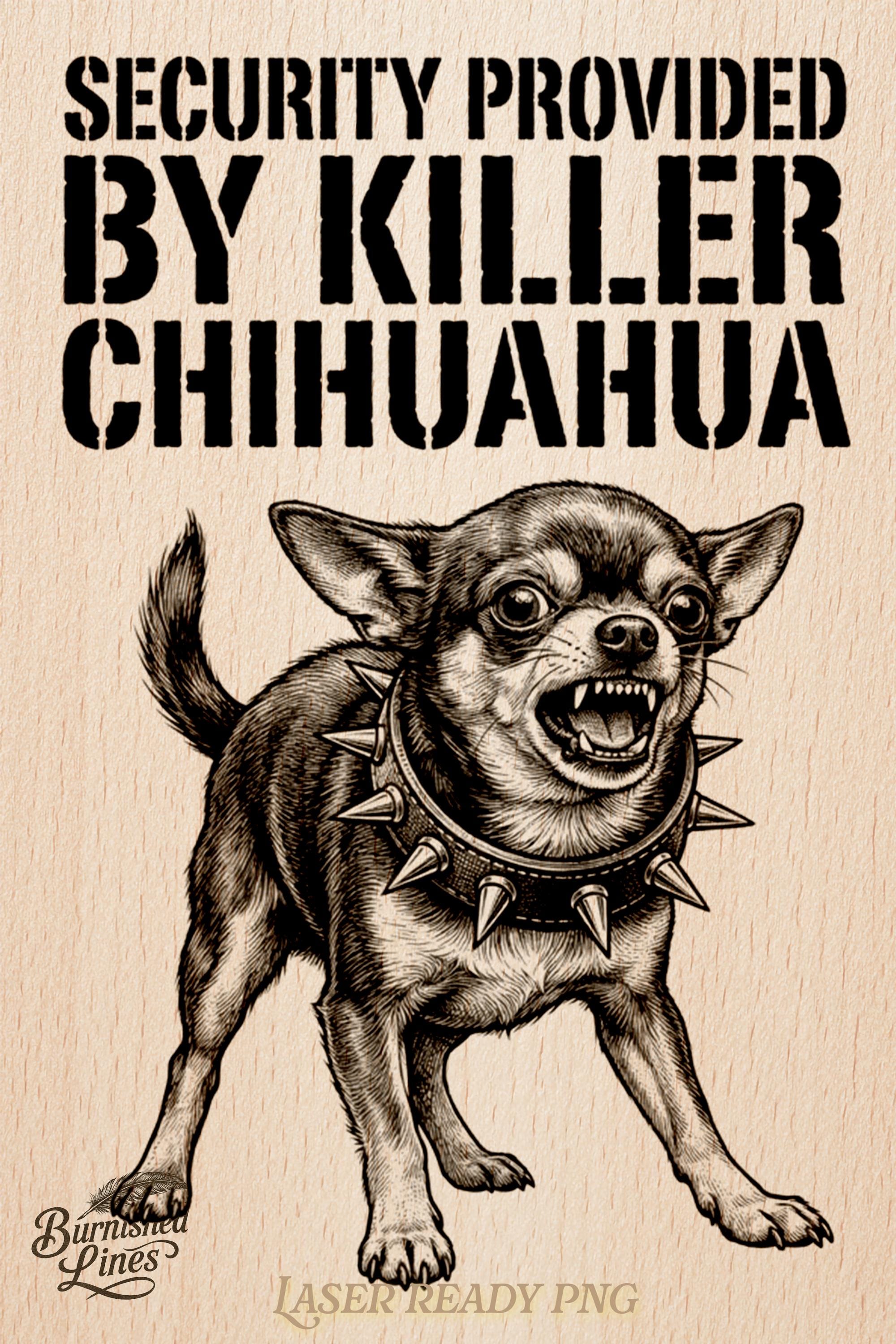 Funny Chihuahua Sign | Security Dog Warning | Laser Engraving File
