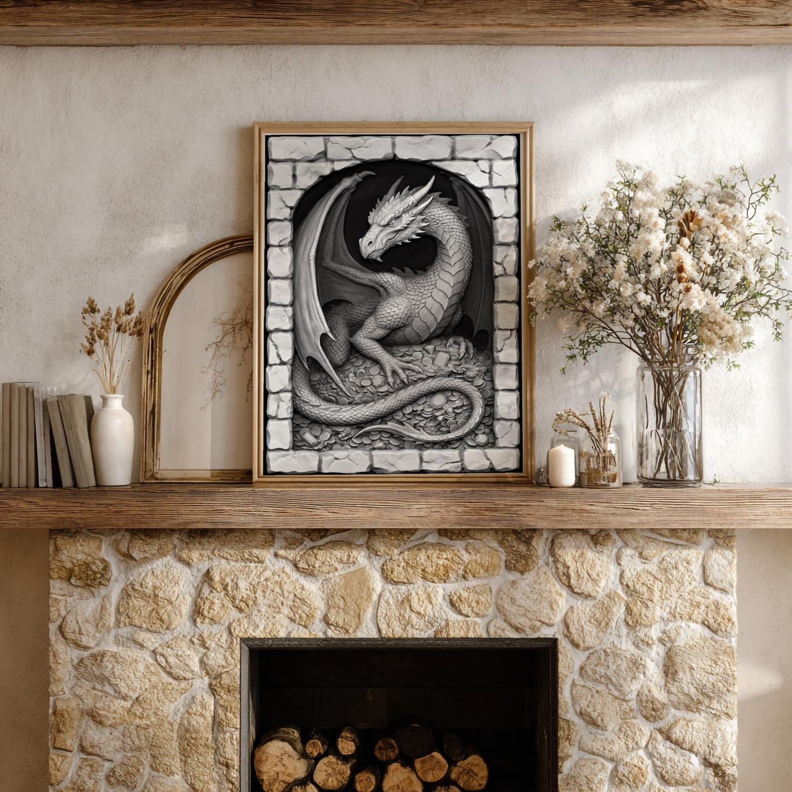 Dragon Hoard Depth Map | 3D Laser Engraving PNG | CNC Relief Carving ...