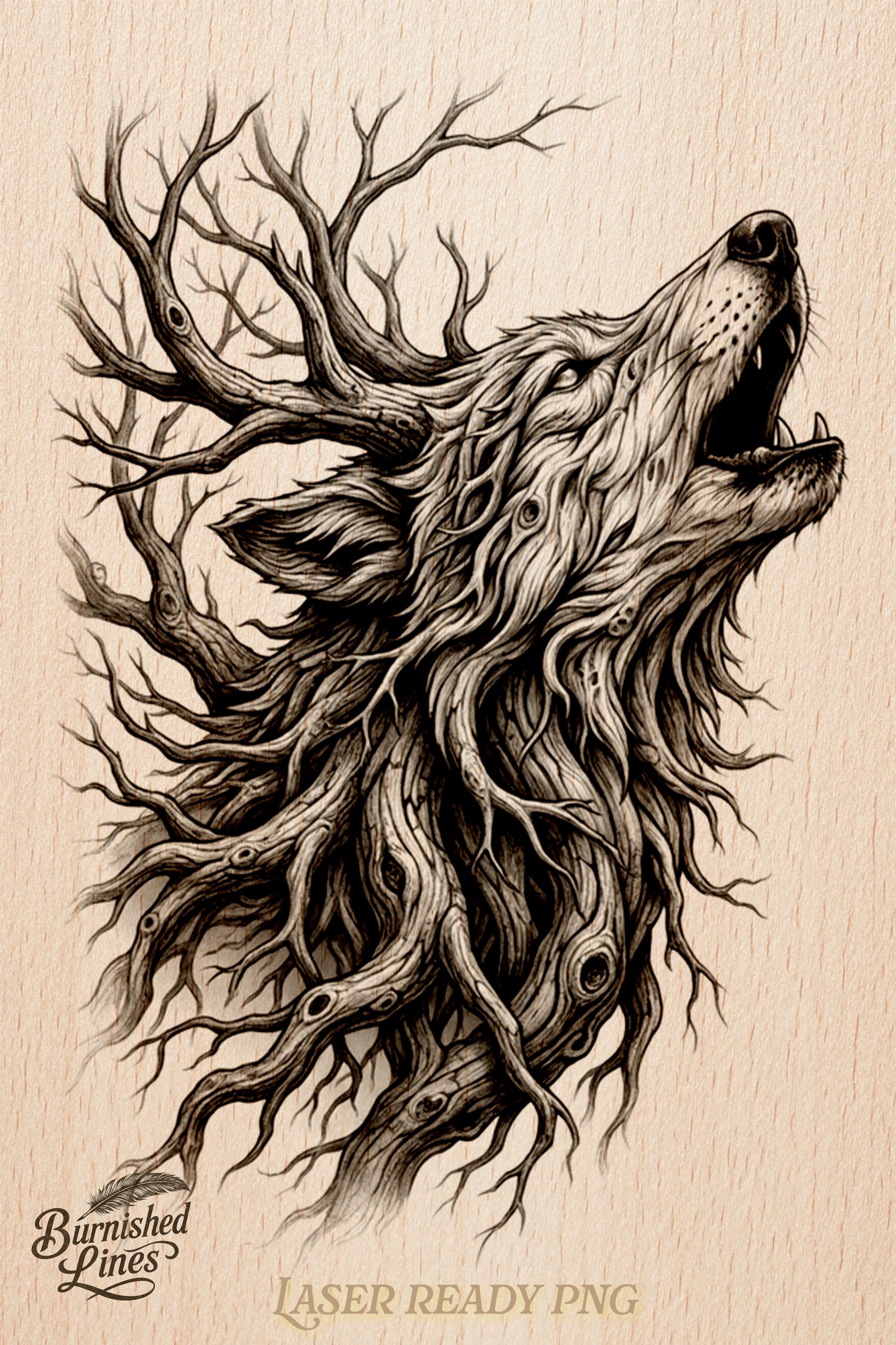Howling Wolf Tree | Surreal Nature Spirit | Laser Engraving Files ...