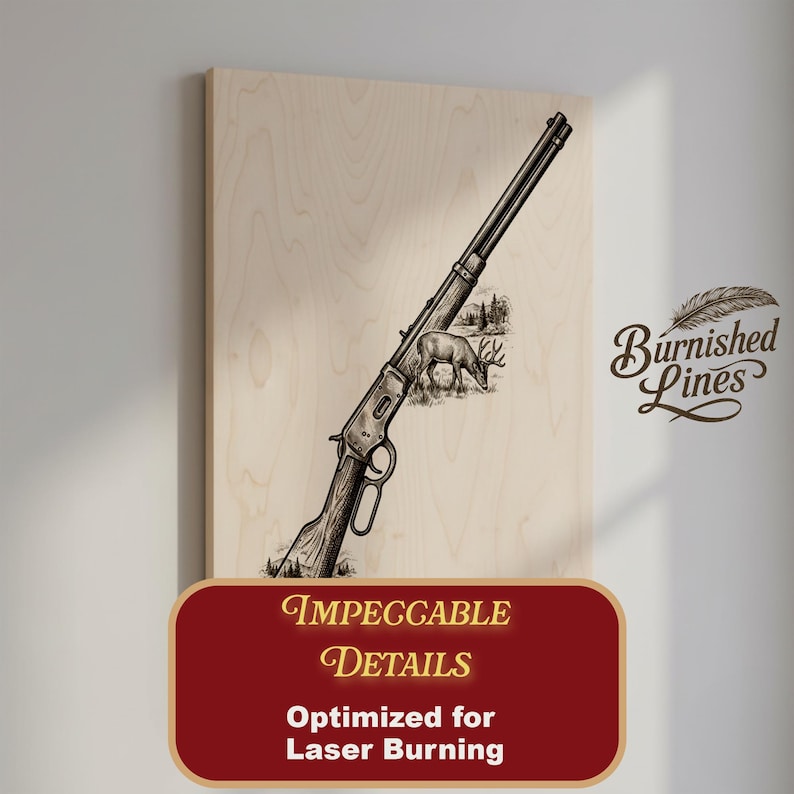 Engraved Rifle Case Lever Action Rifle | Deer Hunting Scene | Laser Engraving File | Man ...