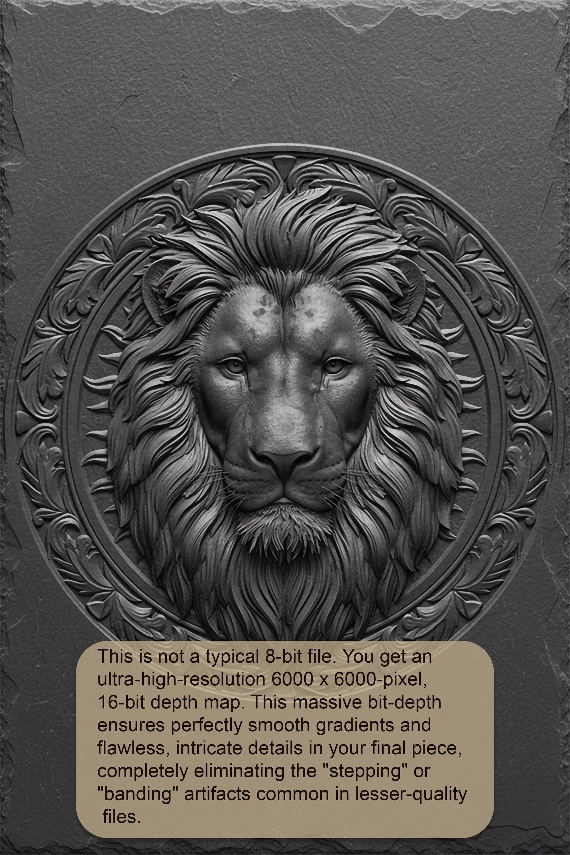 3D Lion Head PNG | Laser Engraving | Ornate Medallion | Wood
