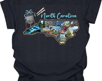 Diseño de imágenes prediseñadas del estado de Carolina del Norte / Descarga digital
