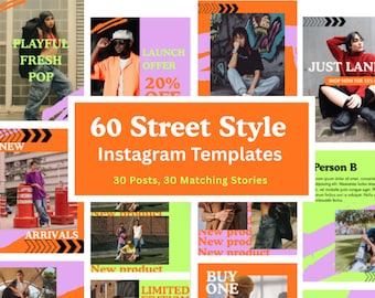 Street Style Instagram Template, Posts & Stories (Digital Download)