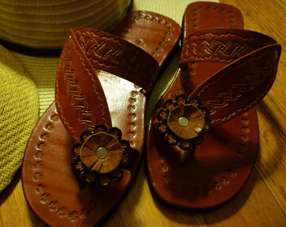 Items similar to Handmade Exotic Leather Slippers - from Guyana, South ...