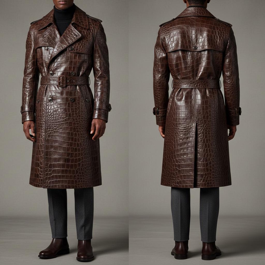 Crocodile leather trench coat - Etsy 日本