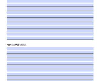 Additional Medical History and Medication List