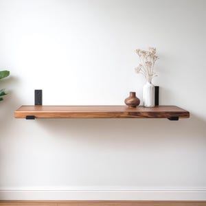 Walnut Floating Shelves – Heavy Duty Industrial Steel Brackets - Custom Wood Sizes