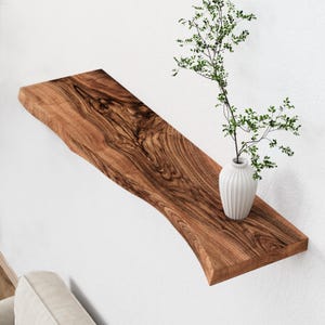 Live Edge Walnut Floating Shelf - Solid Wood - Custom Size