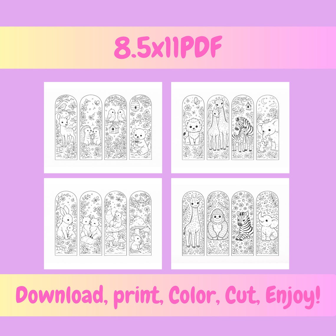 Animal Coloring Bookmarks for Kids, Printable Classroom & Homeschool ...